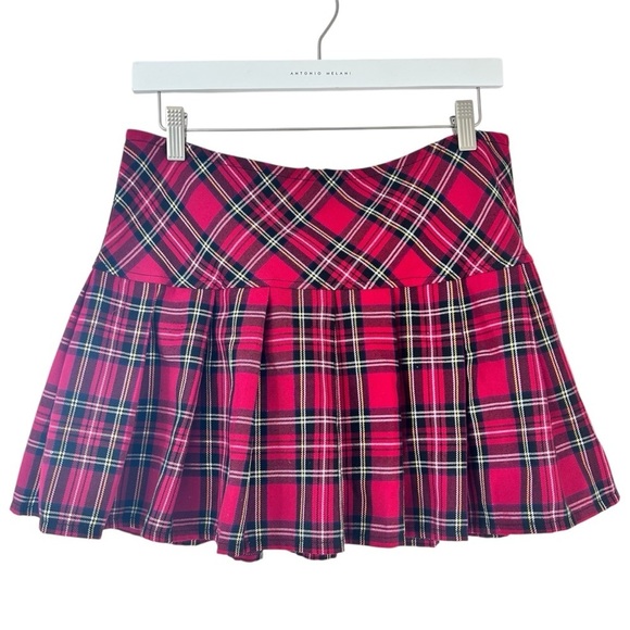 Royal Bones Dresses & Skirts - Royal Bones Y2K 90s Mini Pleated Red Tartan Plaid Skirt L Academia Punk Goth